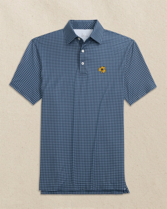 Notre Dame Shamrock Driver Dunes Edge Plaid Polo