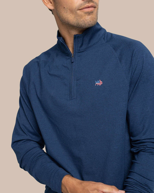 USA Flag Skipjack Cruiser Heather Quarter Zip